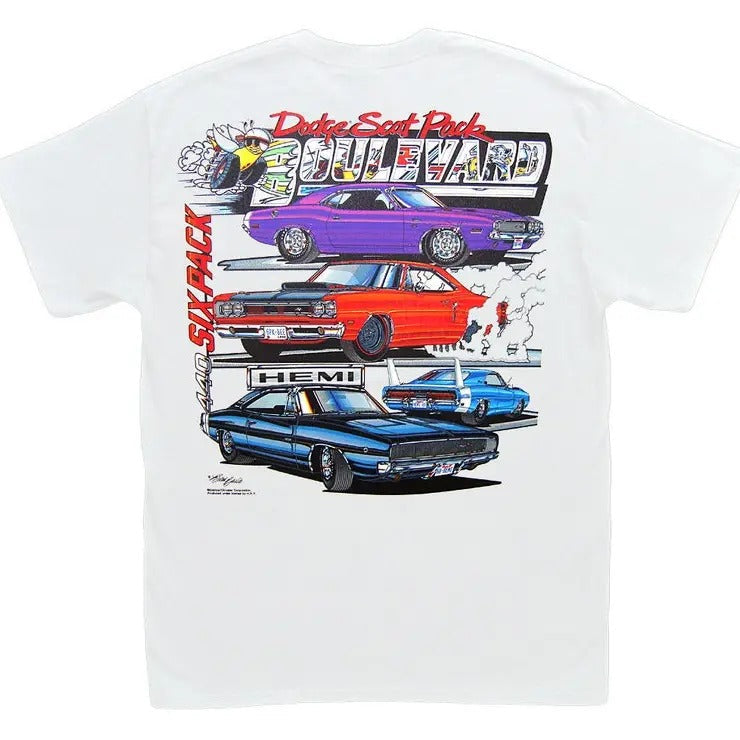 Dodge Scat Pack Boulevard White Mopar Challenger R T - Adult & Kids T-Shirts, Sweatshirts & Hoodies apparel design preview 1