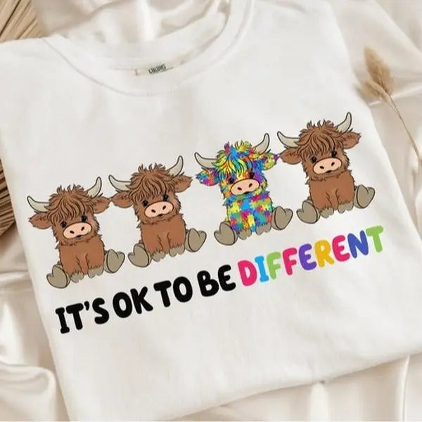 'S Ok Be Different Cow 100% Cotton - Adult & Kids T-Shirts, Sweatshirts & Hoodies apparel design preview 1