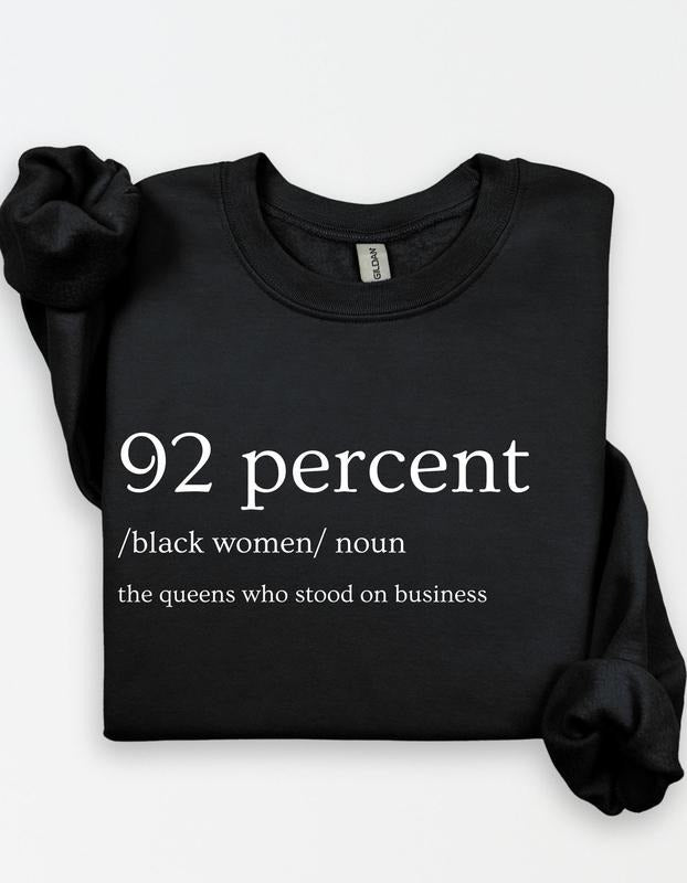 92 Percent Black Him Her 100% Cotton - Adult & Kids T-Shirts, Sweatshirts & Hoodies apparel design preview 1