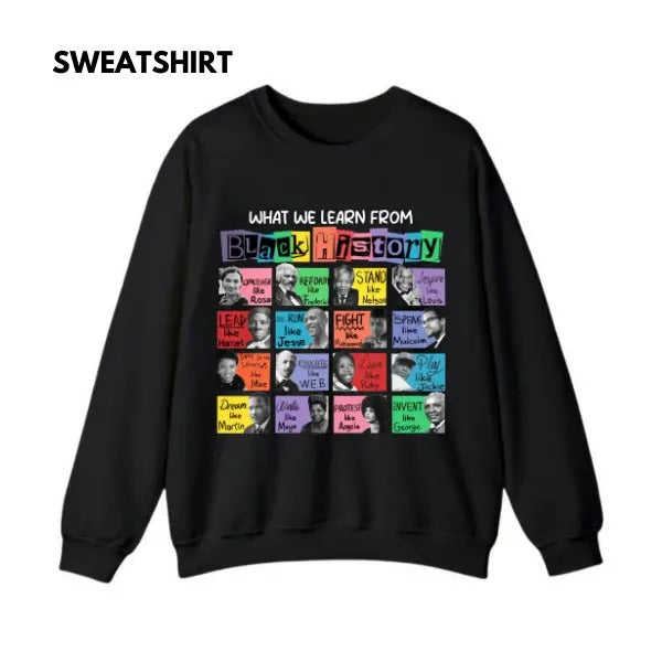 What We Learn Black History Him Her 100% Cotton - Adult & Kids T-Shirts, Sweatshirts & Hoodies apparel design preview 1