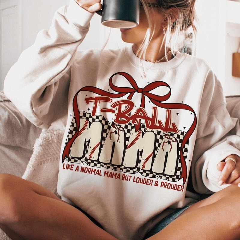 TBall Mama Coquette Bow Cheer Mom Game Day - Adult & Kids T-Shirts, Sweatshirts & Hoodies apparel design preview 1