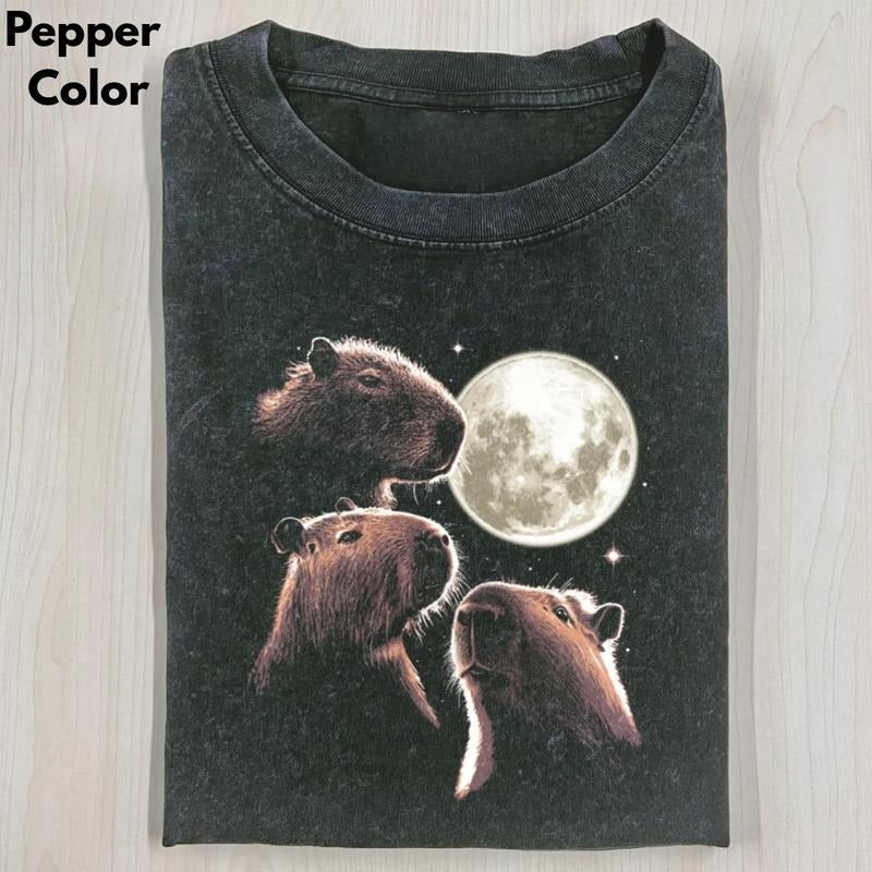 THREE MOON CAPYBARAS GEEK Animal Top Womenwear - Adult & Kids T-Shirts, Sweatshirts & Hoodies apparel design preview 1