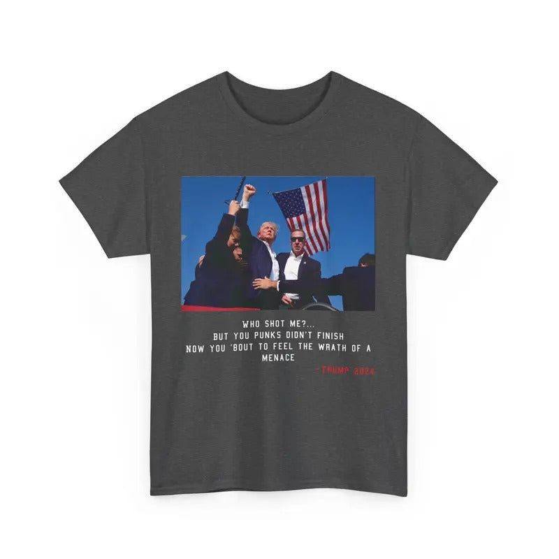 TRUMP WHO SHOT ME - Adult & Kids T-Shirts, Sweatshirts & Hoodies apparel design preview 1