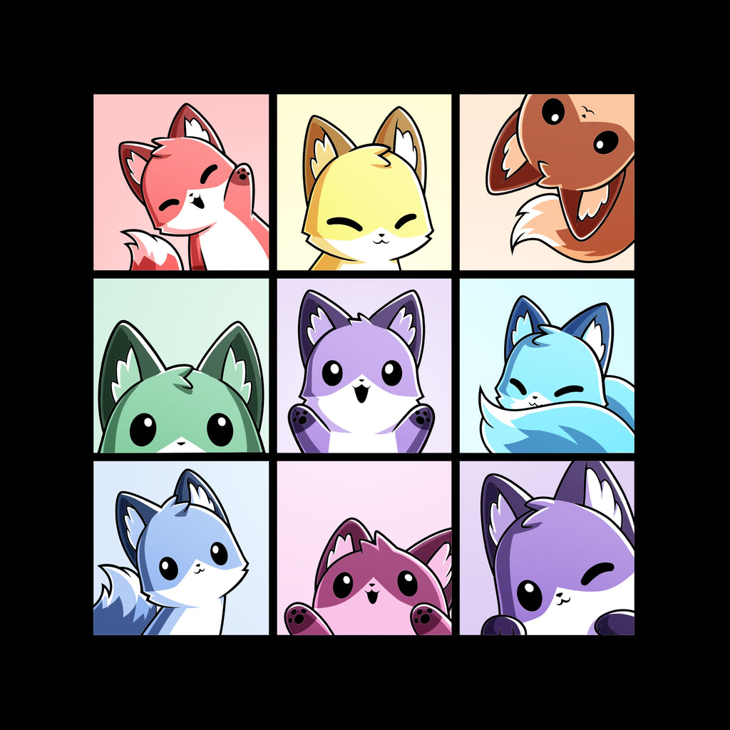 Foxy Rainbow Grid - Adult & Kids T-Shirts, Sweatshirts & Hoodies apparel design preview 1