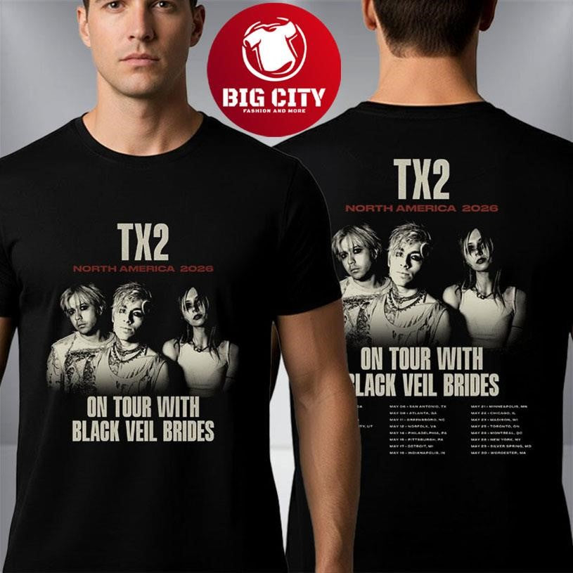TX2 North America 2026 On Tour With Black Veil Brides - Adult & Kids T-Shirts, Sweatshirts & Hoodies apparel design preview 1
