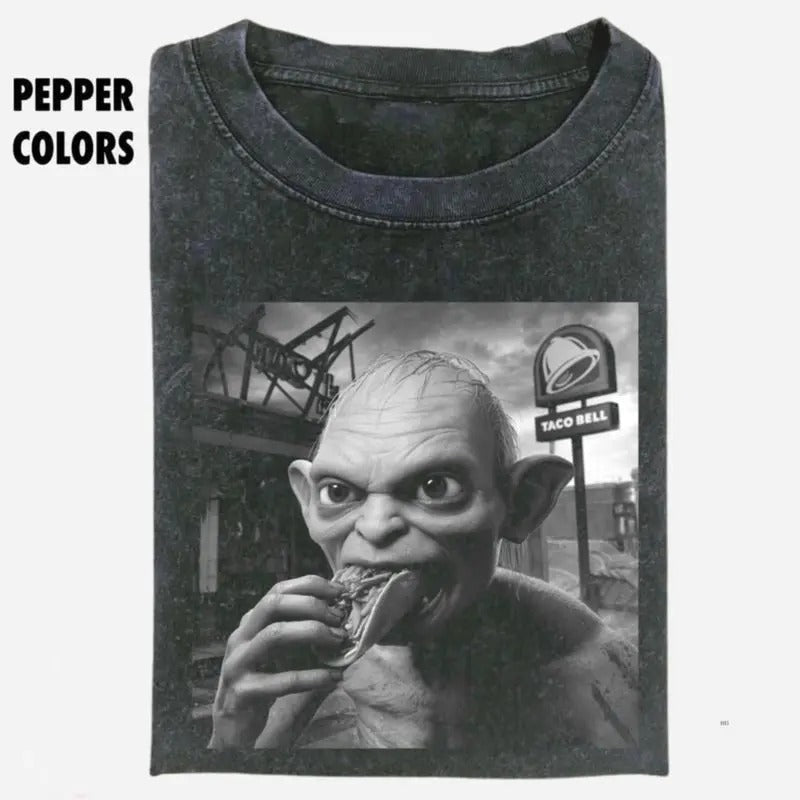 Taco Bell Gollum V2 Print Cotton Lord Rings Movie Top - Adult & Kids T-Shirts, Sweatshirts & Hoodies apparel design preview 1