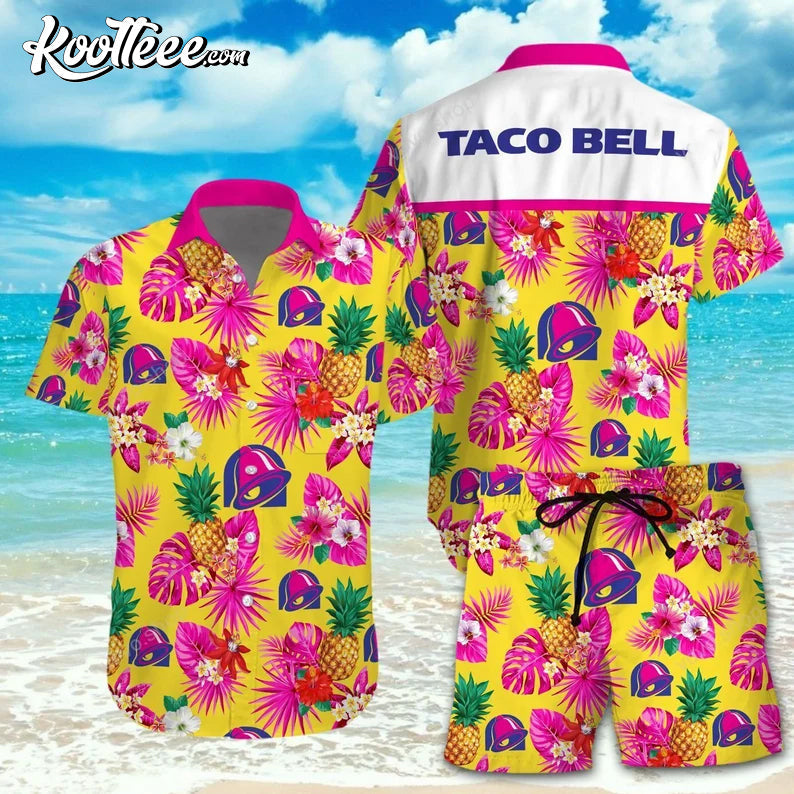 Taco Bell Pink Yeallow Hawaiian And Shorts - Adult & Kids T-Shirts, Sweatshirts & Hoodies apparel design preview 1