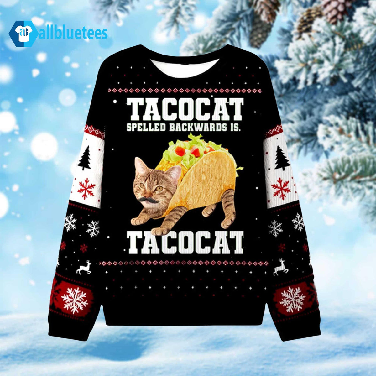 Tacocat Spelled Backwards Is Tacocat Ugly Christmas Sweater - Holiday Gift product image