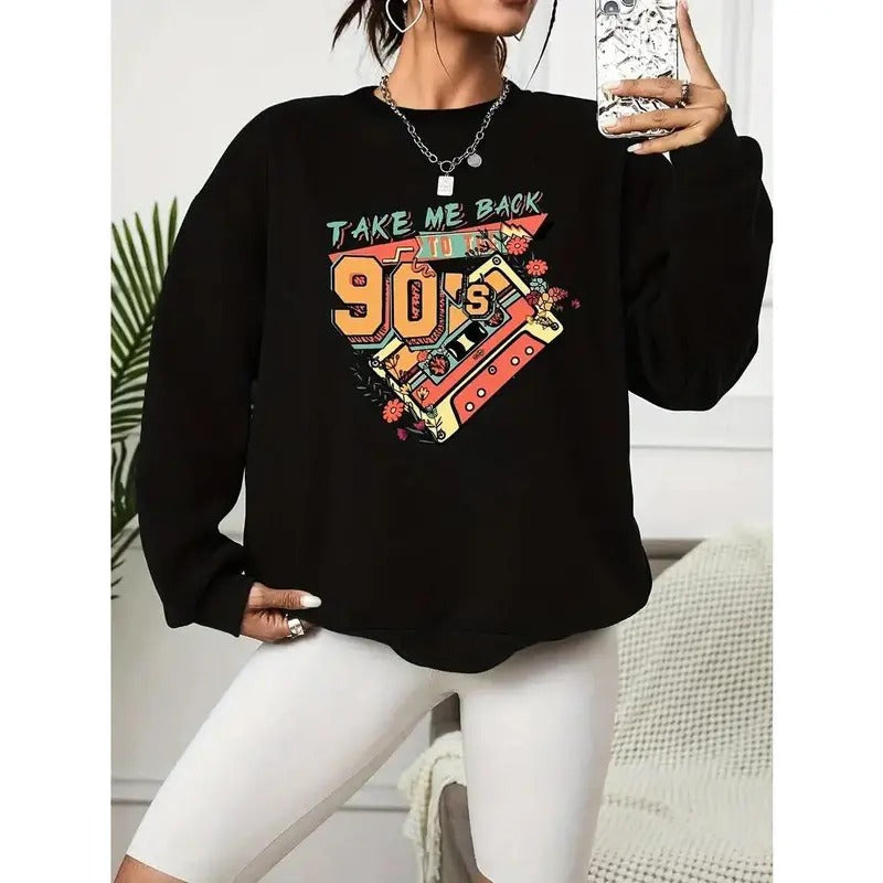 Take Me Back 90'S Print Casual Crew Neck Fall Winter - Adult & Kids T-Shirts, Sweatshirts & Hoodies apparel design preview 1
