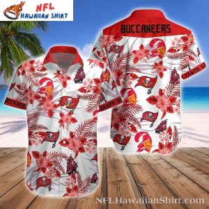 Tampa Bay Buccaneers Beachside Floral White Hawaiian - Adult & Kids T-Shirts, Sweatshirts & Hoodies apparel design preview 1