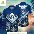 Tampa Bay Rays Hawaiian Blue Floral Fan Baseball - Adult & Kids T-Shirts, Sweatshirts & Hoodies apparel design preview 1