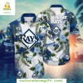Tampa Bay Rays Hawaiian Blue Hibiscus Flowers MLB - Adult & Kids T-Shirts, Sweatshirts & Hoodies apparel design preview 1