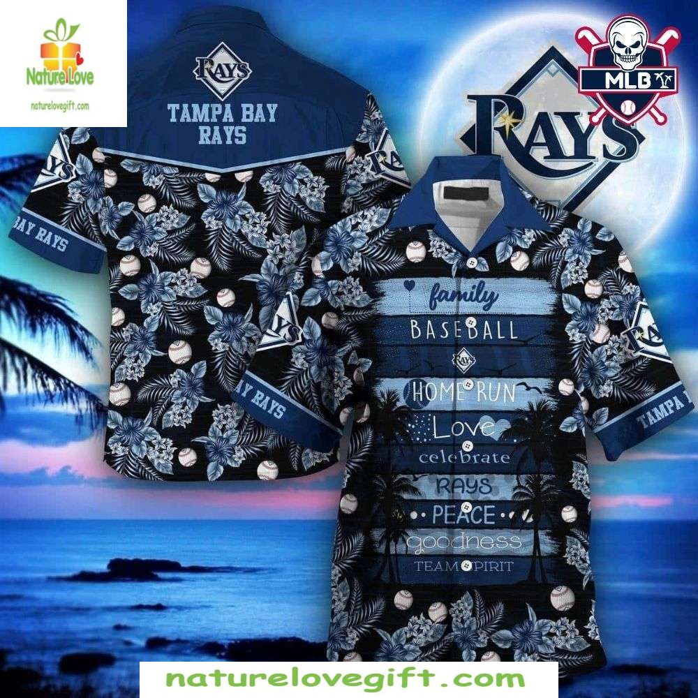 Tampa Bay Rays Hawaiian MLB Baseball Tropical Family - Adult & Kids T-Shirts, Sweatshirts & Hoodies apparel design preview 1