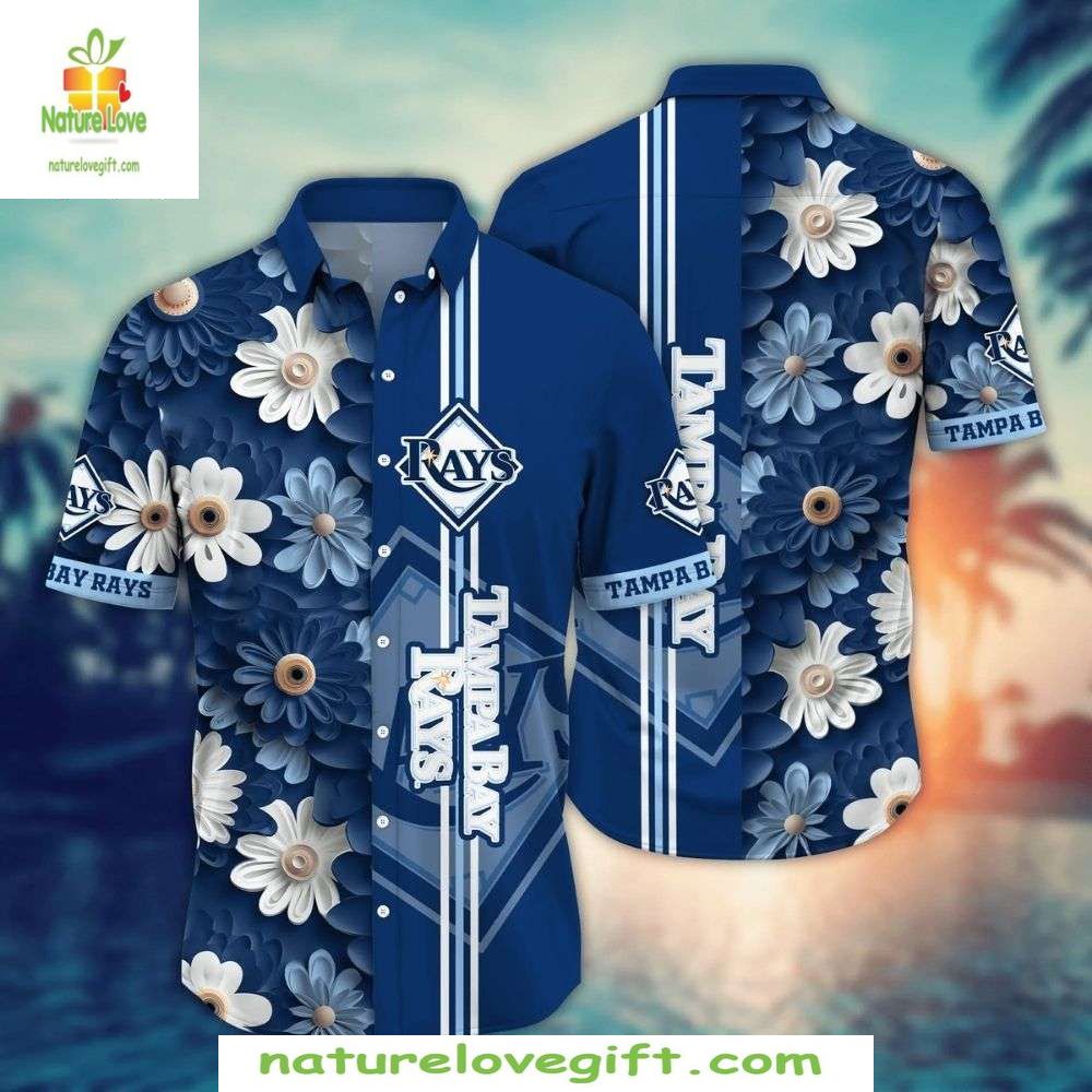 Tampa Bay Rays Hawaiian Floral Stripe MLB Baseball - Adult & Kids T-Shirts, Sweatshirts & Hoodies apparel design preview 1