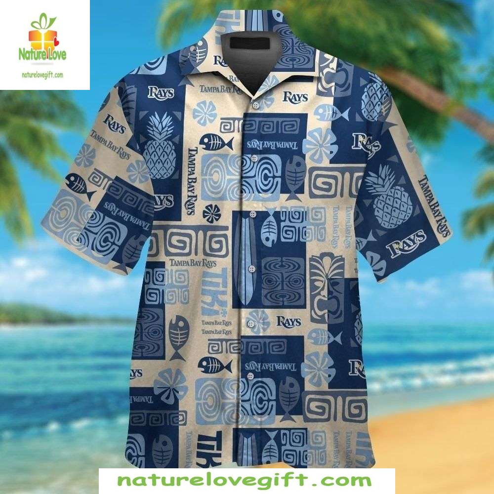 MLB Tampa Bay Rays Hawaiian Floral Tribal Baseball - Adult & Kids T-Shirts, Sweatshirts & Hoodies apparel design preview 1