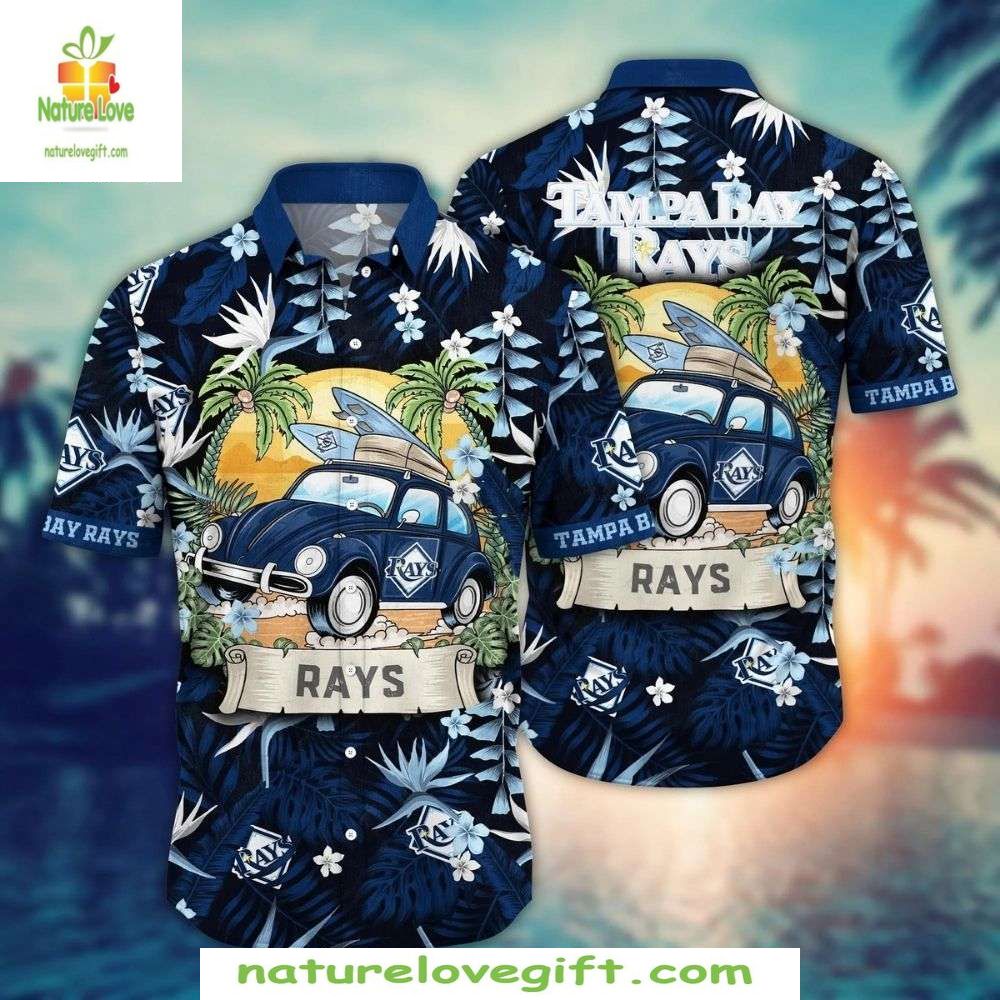 Tampa Bay Rays Hawaiian Retro MLB Baseball Beach - Adult & Kids T-Shirts, Sweatshirts & Hoodies apparel design preview 1