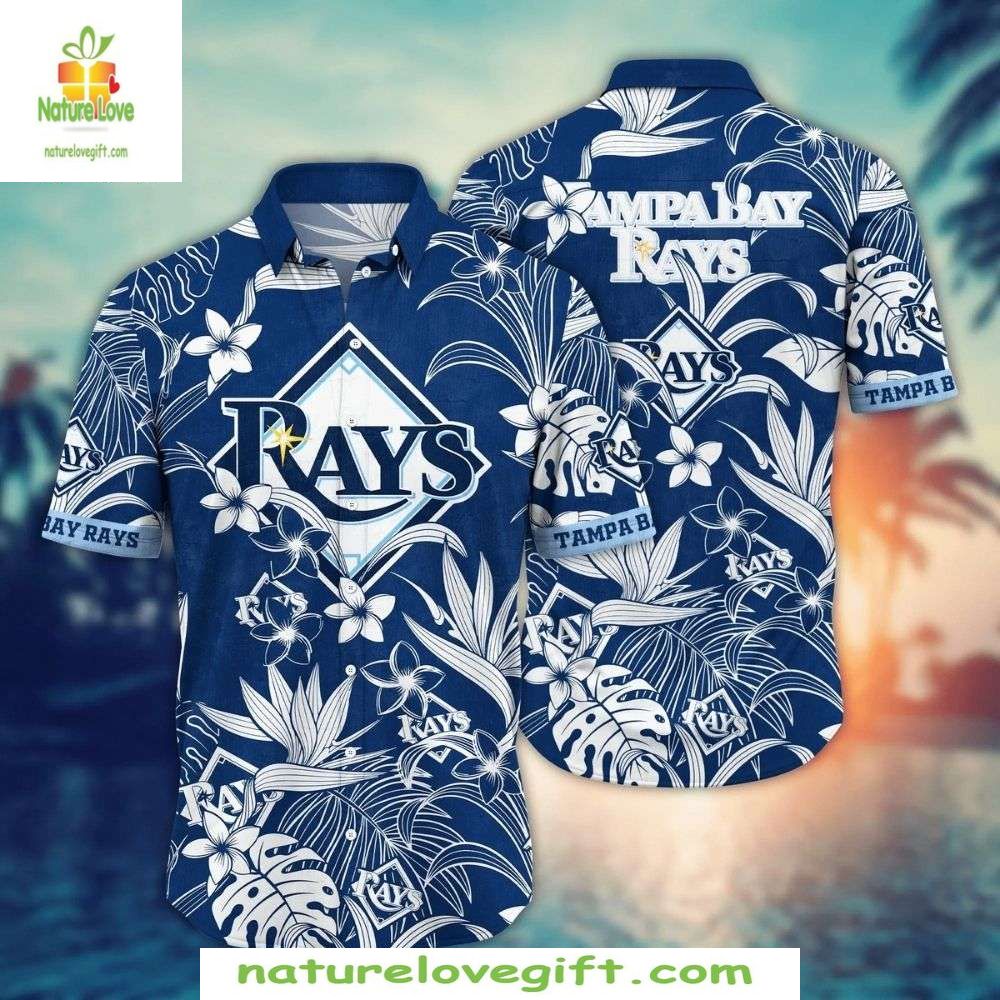 Tampa Bay Rays Hawaiian White Floral Tropical - Adult & Kids T-Shirts, Sweatshirts & Hoodies apparel design preview 1
