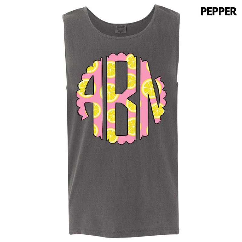 Tank Top Pink Lemonade Monogram Comfort Colors 'NLB' - Adult & Kids T-Shirts, Sweatshirts & Hoodies apparel design preview 1