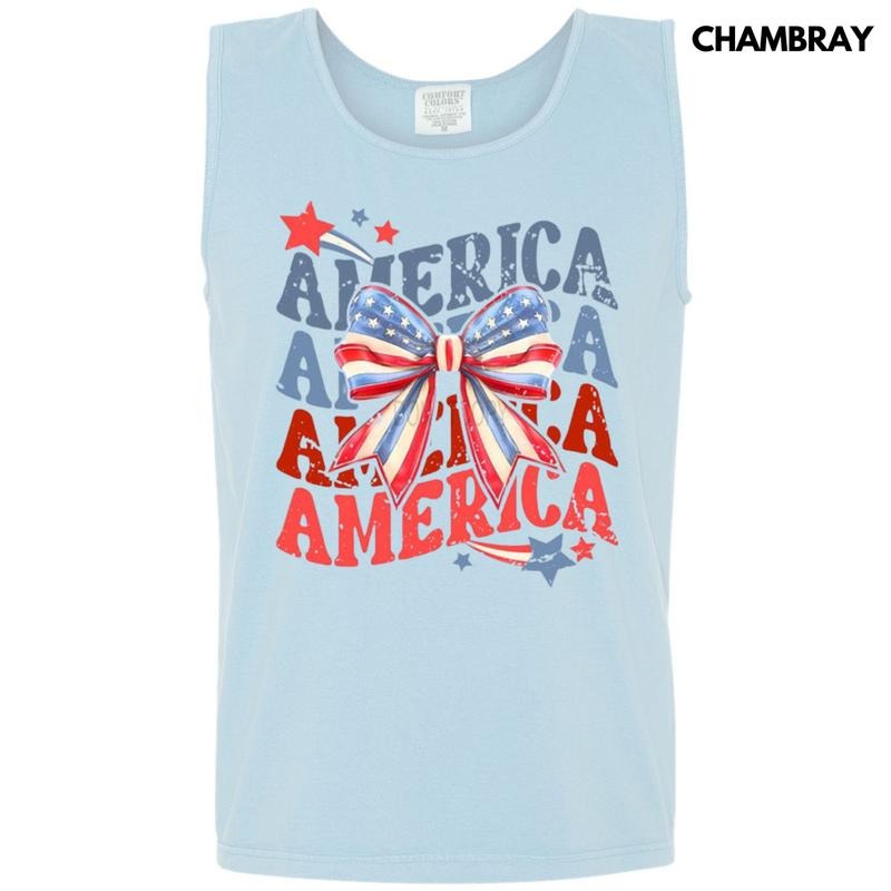 Tank Top Stacked America Coquette Comfort Colors - Adult & Kids T-Shirts, Sweatshirts & Hoodies apparel design preview 1