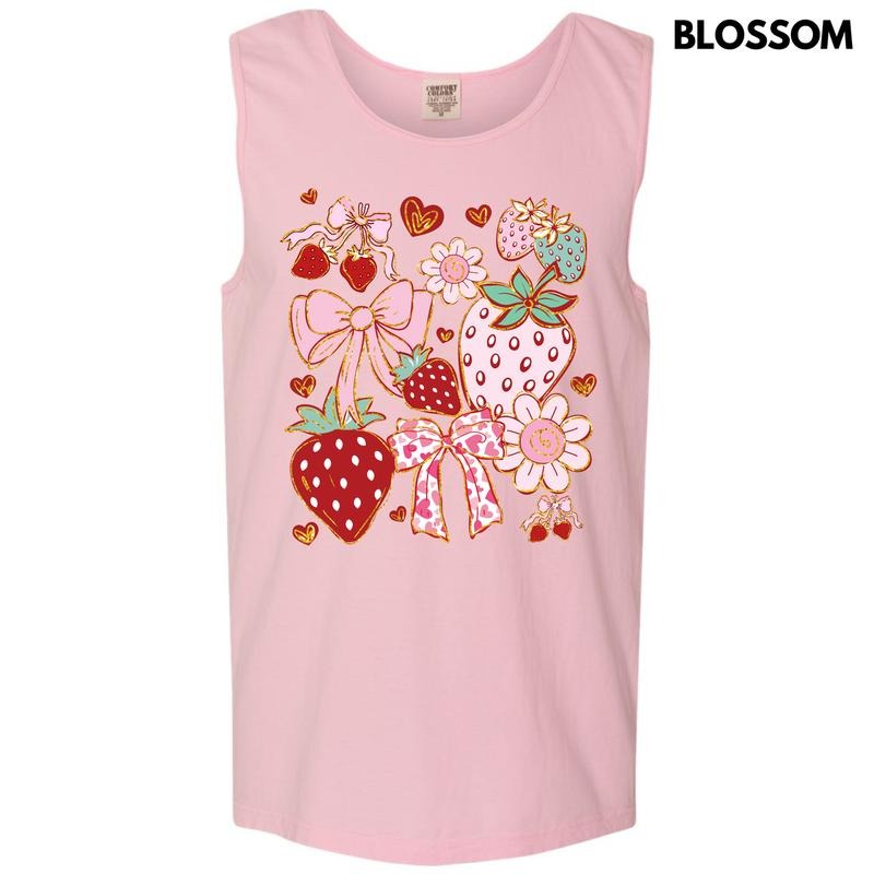 Tank Top Sweet Strawberry Scene Comfort Colors 'NLB' - Adult & Kids T-Shirts, Sweatshirts & Hoodies apparel design preview 1