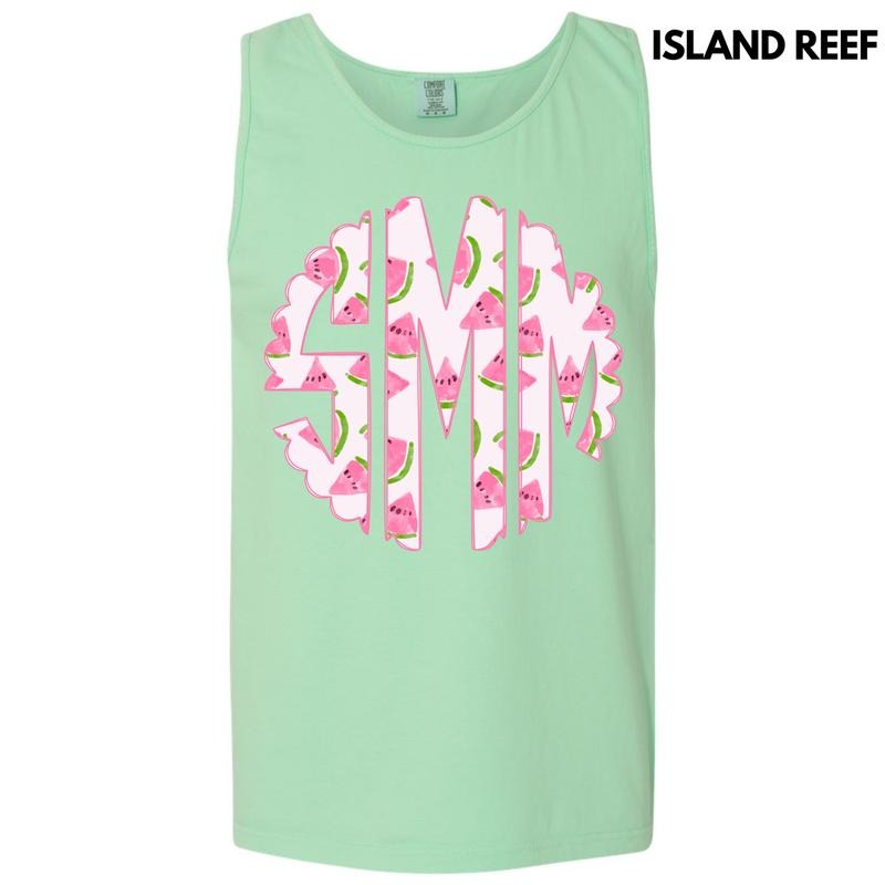 Tank Top Sweet Watermelon Monogram Comfort Colors - Adult & Kids T-Shirts, Sweatshirts & Hoodies apparel design preview 1