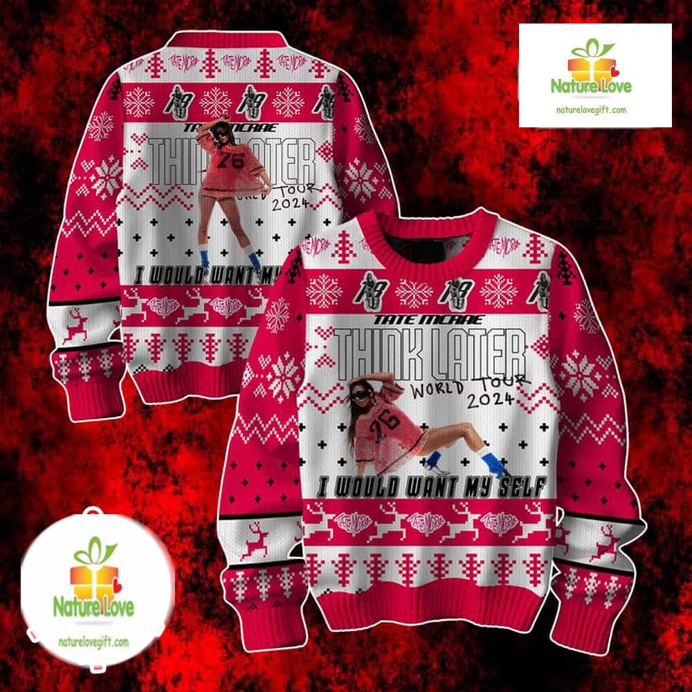 Tate McRae Think Later Tour Ugly Christmas Sweater - Holiday Gift product image