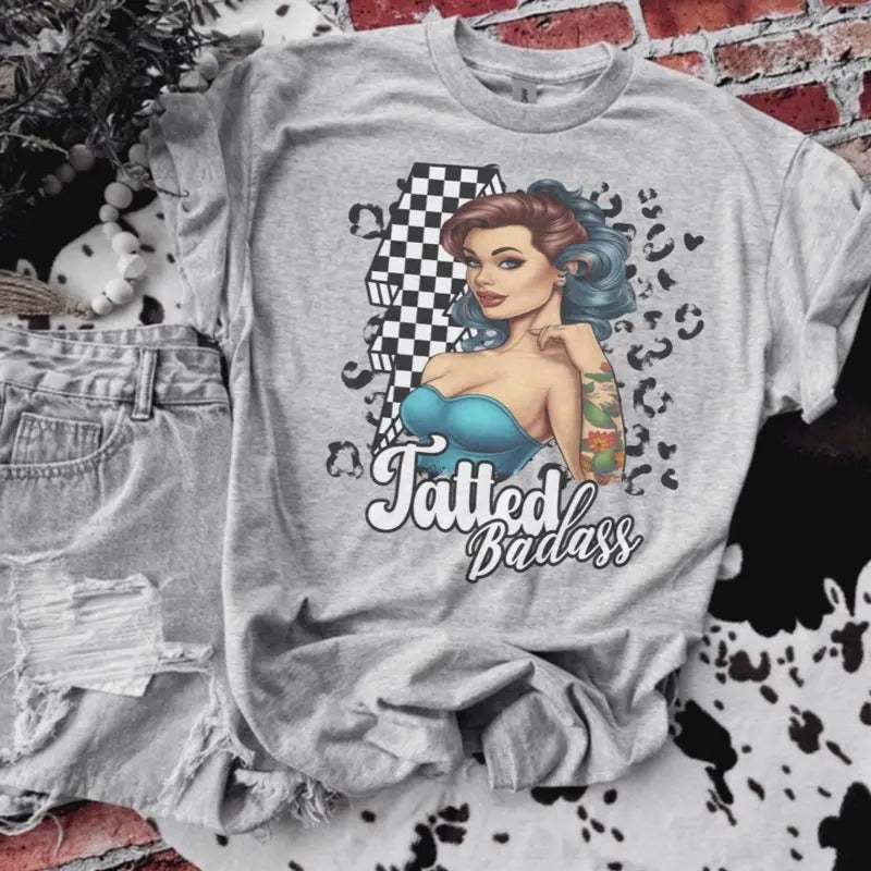 Tatted Badass Bleached Gildan - Adult & Kids T-Shirts, Sweatshirts & Hoodies apparel design preview 1