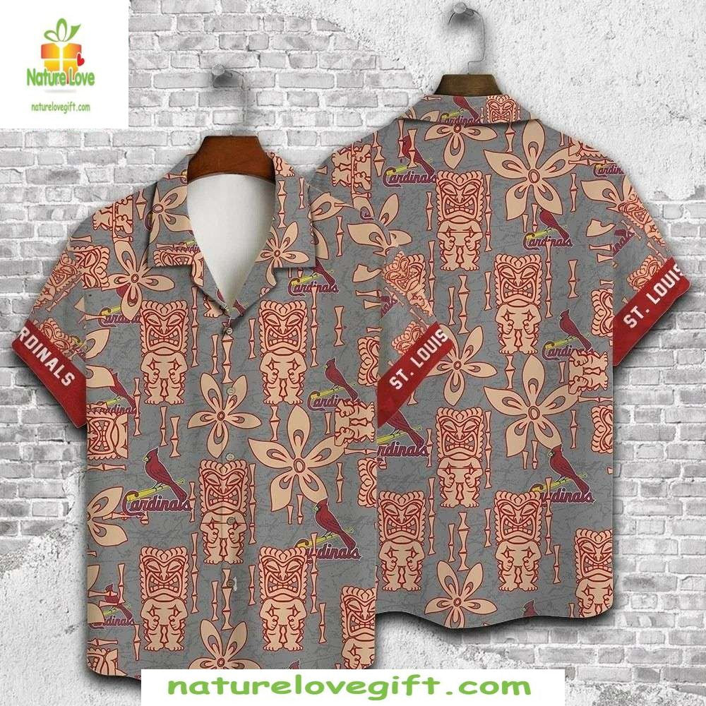 St Louis Cardinals Hawaiian Taupe Tiki MLB Baseball - Adult & Kids T-Shirts, Sweatshirts & Hoodies apparel design preview 1