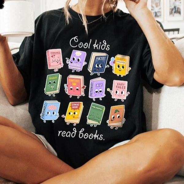Teacher Cool Read Books School Librarian Back Reading - Adult & Kids T-Shirts, Sweatshirts & Hoodies apparel design preview 1