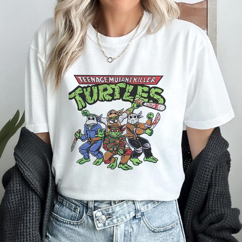 Tenenage Mutant Turtles Michael Myers Jason Voorhees - Adult & Kids T-Shirts, Sweatshirts & Hoodies apparel design preview 1
