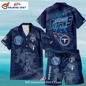 Tennessee Titans Aloha Custom Name Football Set - Adult & Kids T-Shirts, Sweatshirts & Hoodies apparel design preview 1