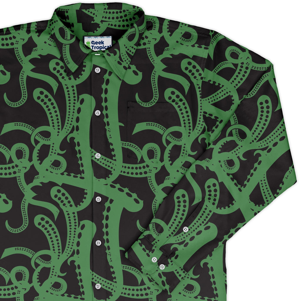 Tentacles of Cthulhu Green Button Up - Adult & Kids T-Shirts, Sweatshirts & Hoodies apparel design preview 1