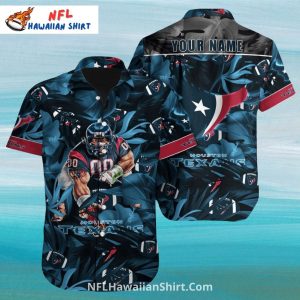 Texans Hawaiian Deep Blue Palm Football Scene - Adult & Kids T-Shirts, Sweatshirts & Hoodies apparel design preview 1