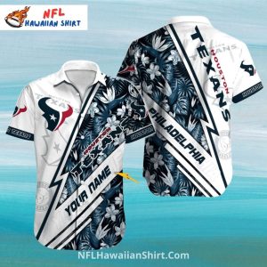 Texans Hawaiian Floral White Blue Lightning Design - Adult & Kids T-Shirts, Sweatshirts & Hoodies apparel design preview 1