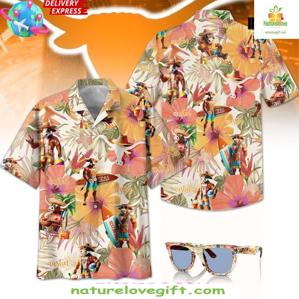 Texas Longhorns Summertime Special Edition Hawaiian - Adult & Kids T-Shirts, Sweatshirts & Hoodies apparel design preview 1