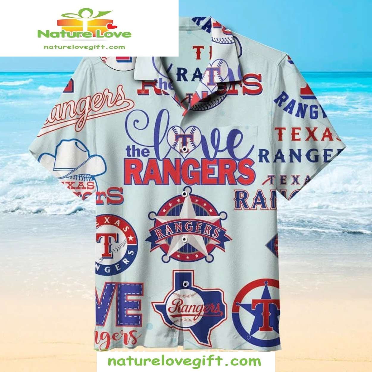 Texas Rangers Hawaiian MLB Aloha With Logo Typography - Adult & Kids T-Shirts, Sweatshirts & Hoodies apparel design preview 1