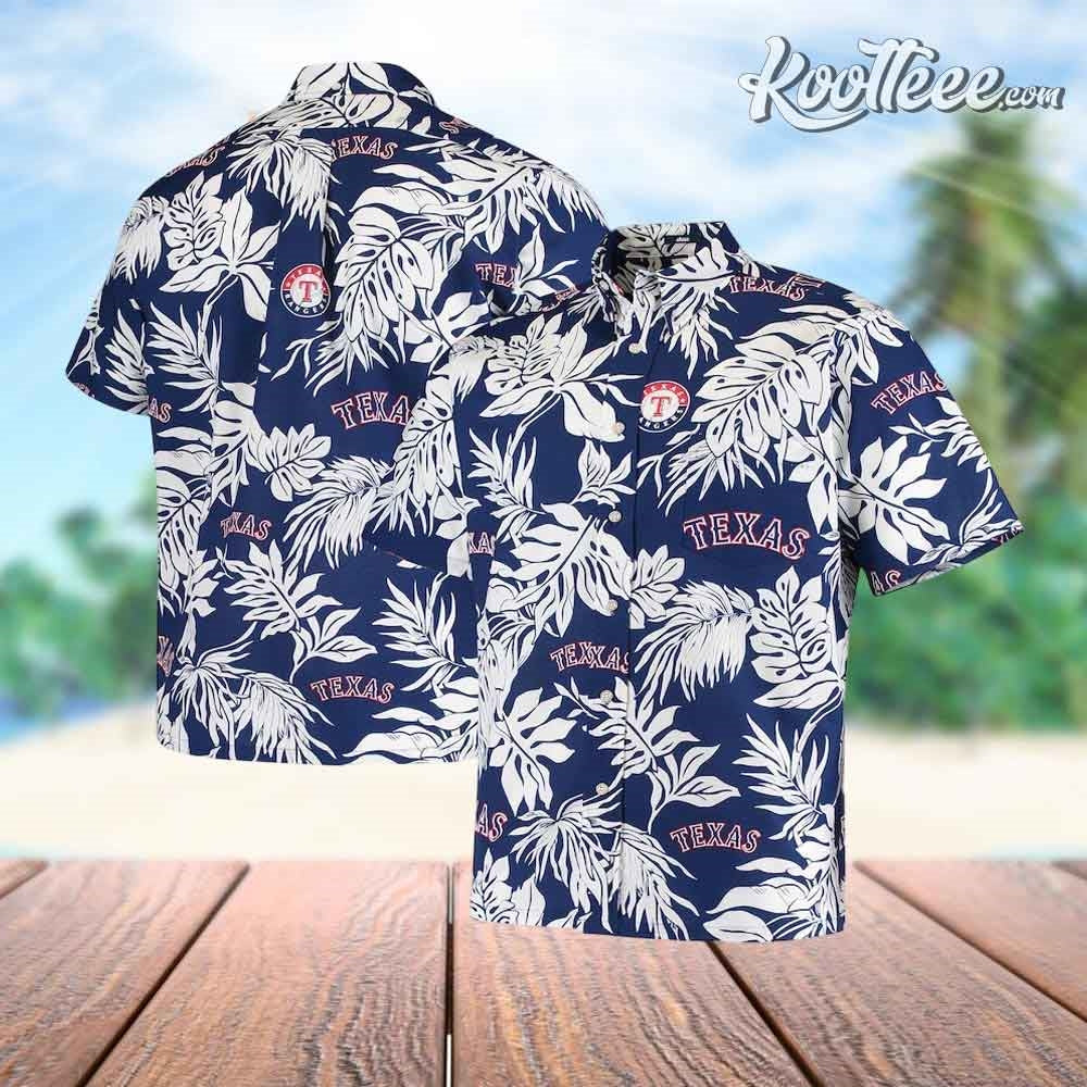 Texas Rangers Button Up Aloha Navy Hawaiian - Adult & Kids T-Shirts, Sweatshirts & Hoodies apparel design preview 1
