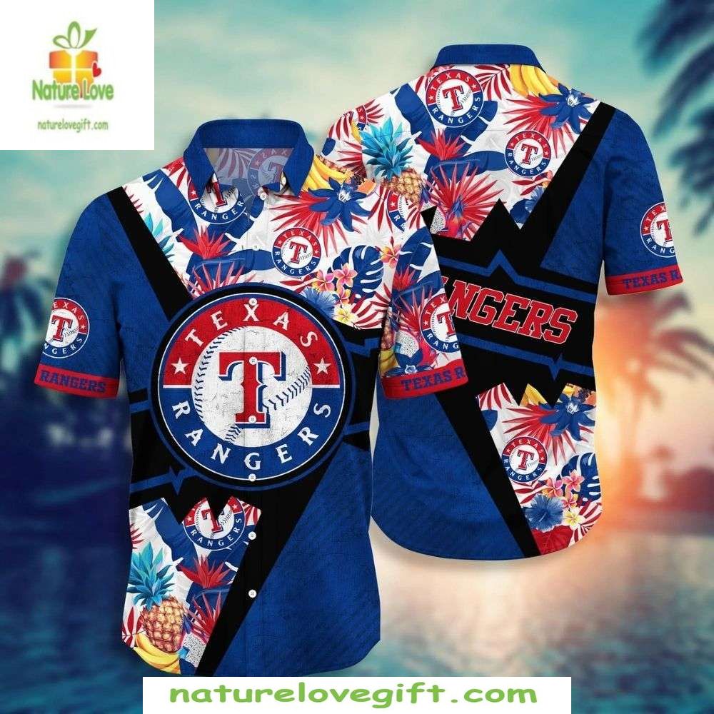 Texas Rangers Hawaiian Floral Baseball Apparel - Adult & Kids T-Shirts, Sweatshirts & Hoodies apparel design preview 1
