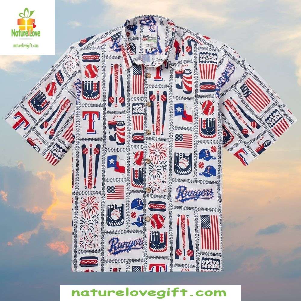 Texas Rangers Hawaiian Baseball Patriot Edition MLB - Adult & Kids T-Shirts, Sweatshirts & Hoodies apparel design preview 1