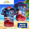 Texas Rangers Hawaiian Custom Name Dolphins Waves MLB - Adult & Kids T-Shirts, Sweatshirts & Hoodies apparel design preview 1