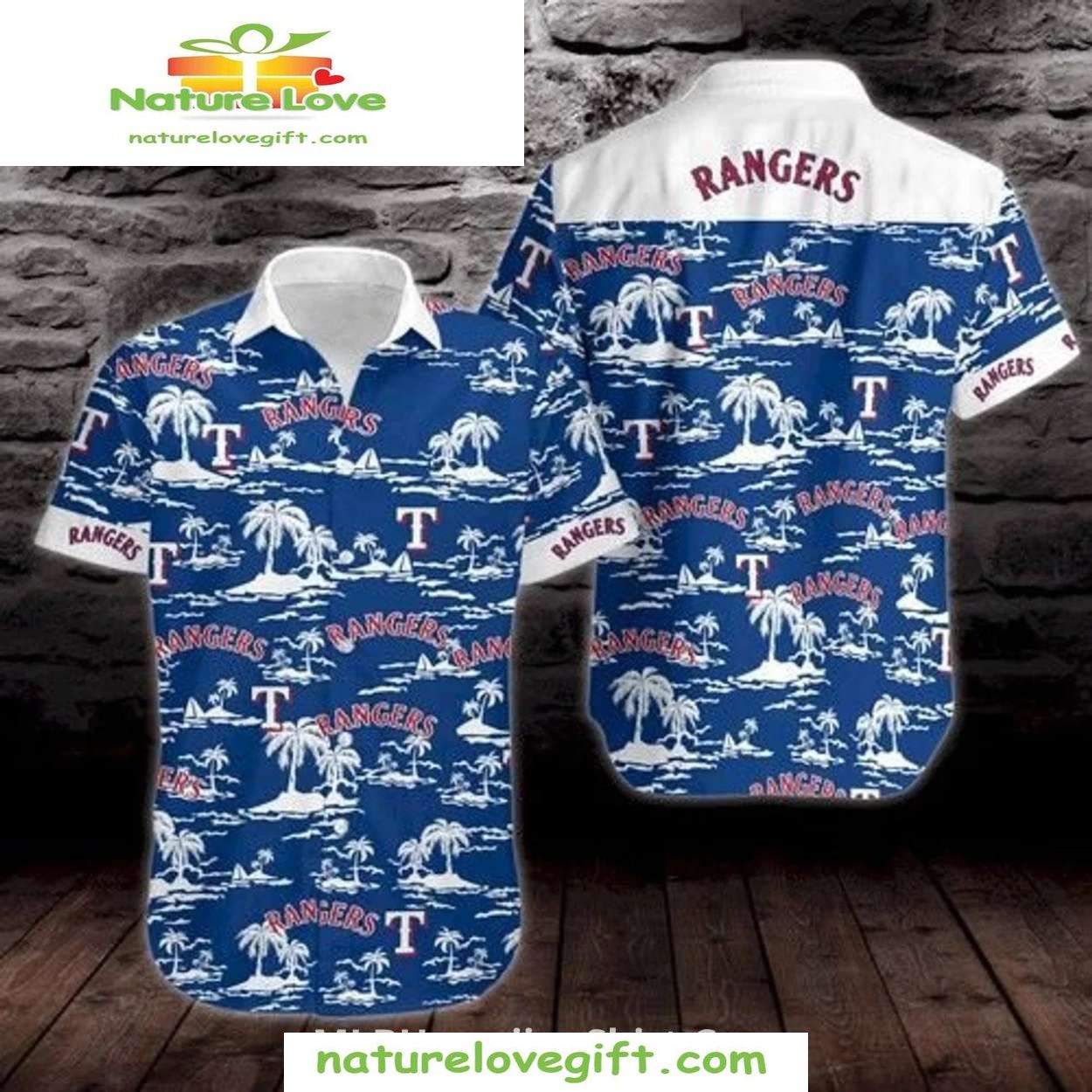 Texas Rangers Hawaiian Palm Tree Island MLB Baseball - Adult & Kids T-Shirts, Sweatshirts & Hoodies apparel design preview 1