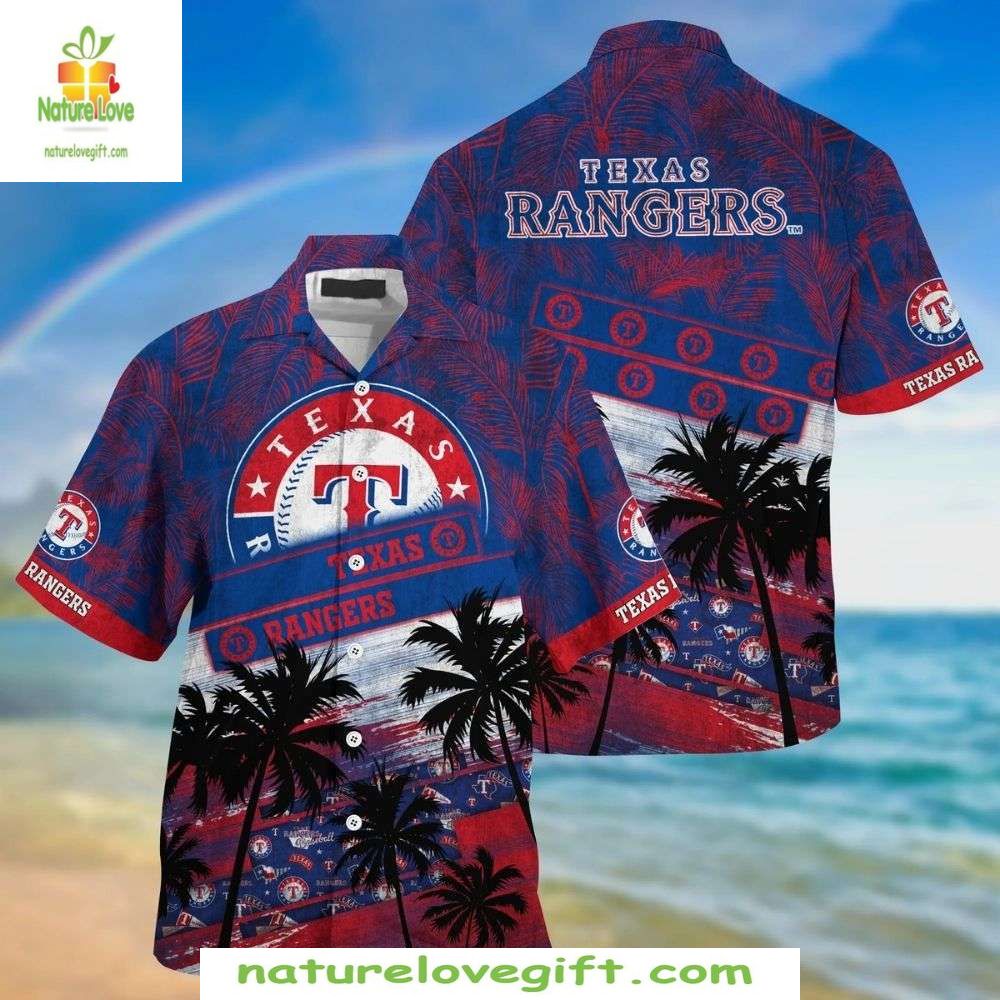 Texas Rangers Hawaiian Palm Tree Tropical MLB - Adult & Kids T-Shirts, Sweatshirts & Hoodies apparel design preview 1