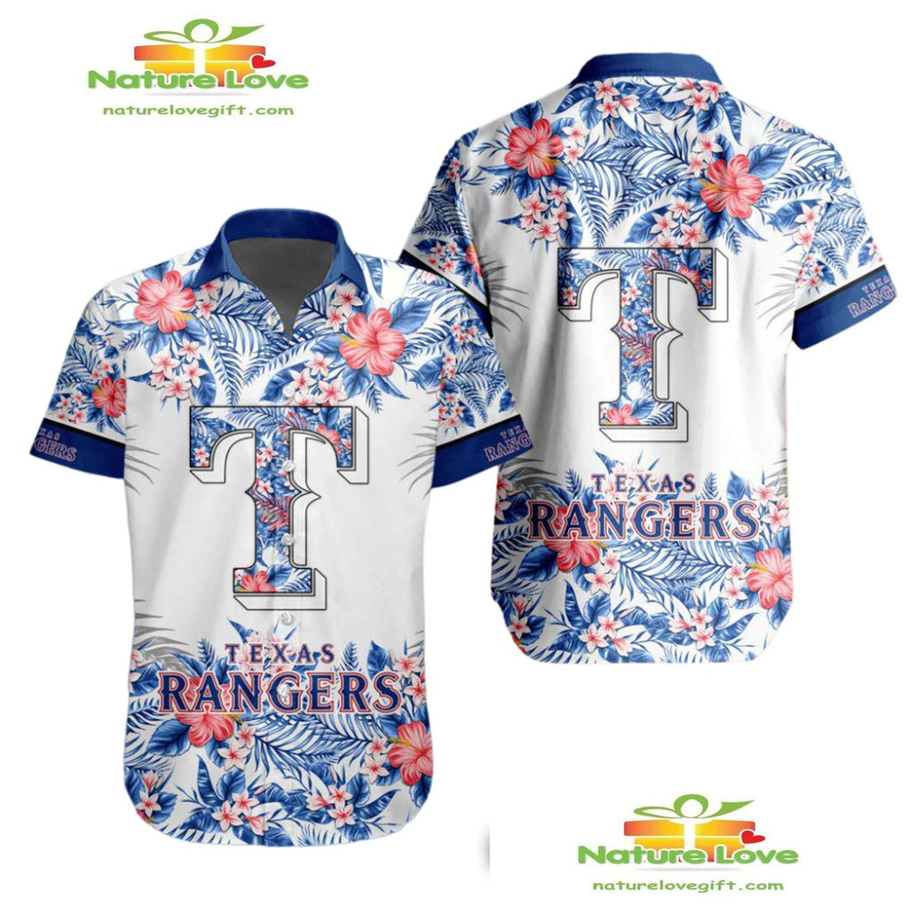 Texas Rangers Hawaiian Tropical Flower Aloha for Men - Adult & Kids T-Shirts, Sweatshirts & Hoodies apparel design preview 1