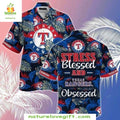 Texas Rangers MLB Hawaiian Blessed Obsessed Baseball - Adult & Kids T-Shirts, Sweatshirts & Hoodies apparel design preview 1