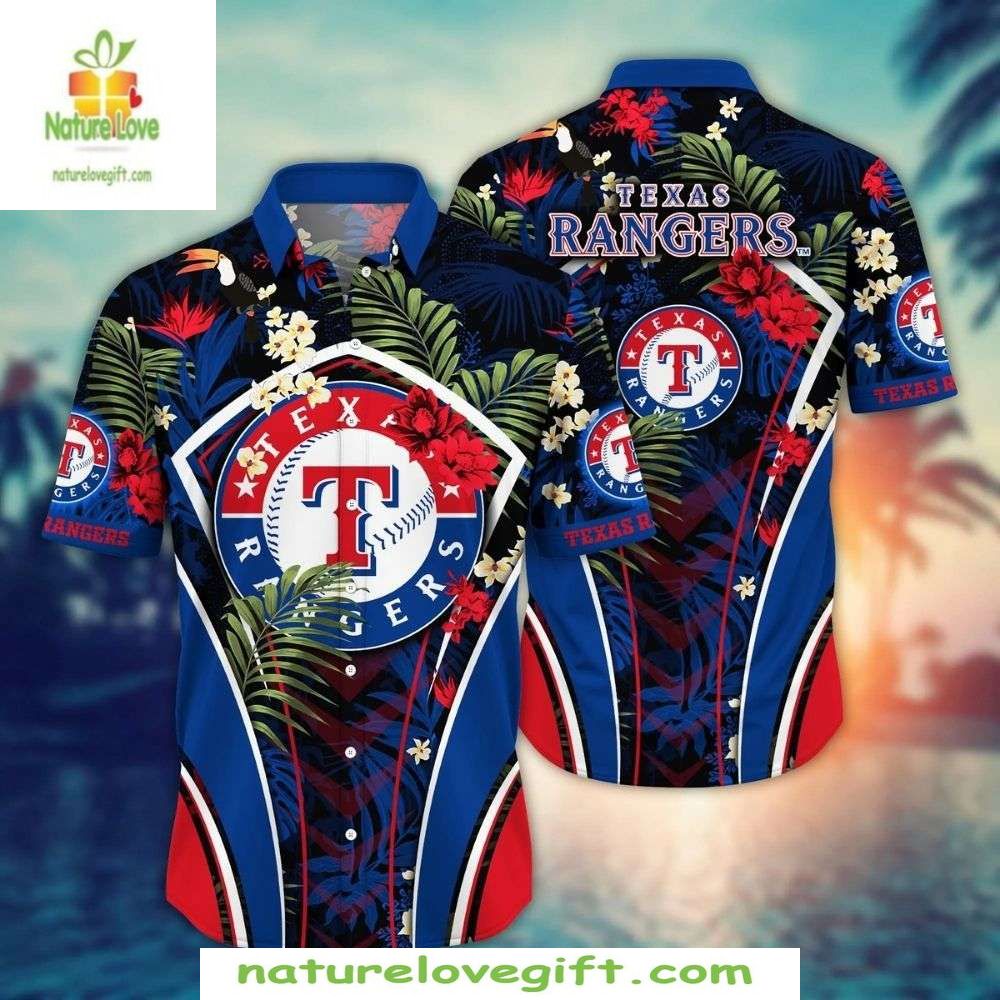 Texas Rangers Hawaiian Tropical Night Baseball - Adult & Kids T-Shirts, Sweatshirts & Hoodies apparel design preview 1