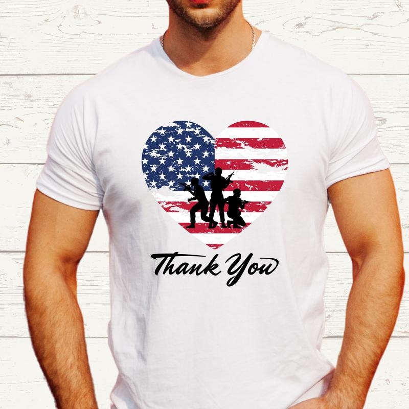 Thank You Veterans American Day USA Distressed Flag - Adult & Kids T-Shirts, Sweatshirts & Hoodies apparel design preview 1