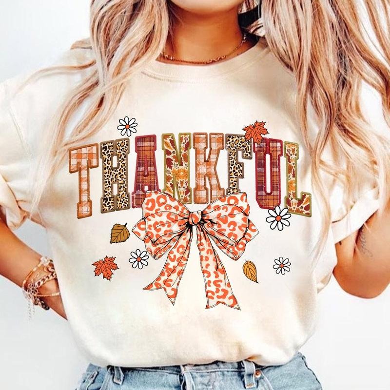 Thankful Coquette Fall Cozy Autumn Season - Adult & Kids T-Shirts, Sweatshirts & Hoodies apparel design preview 1