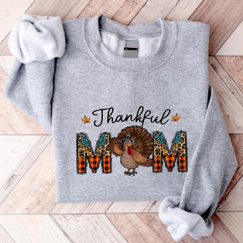 Thankful Mom Thanksgiving Mother Fall Funny Turkey - Adult & Kids T-Shirts, Sweatshirts & Hoodies apparel design preview 1