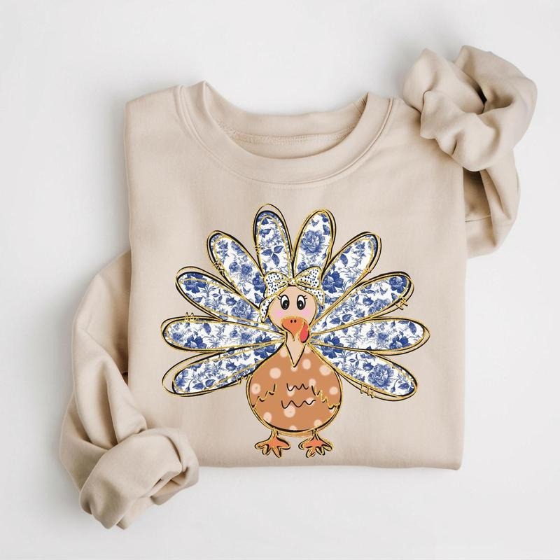 Thanksgiving Turkey Fall Coquette Thankful Autumn - Adult & Kids T-Shirts, Sweatshirts & Hoodies apparel design preview 1