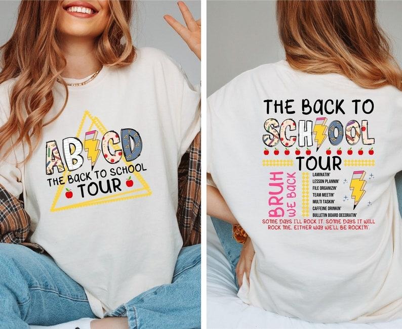 Back School Tour ABCD Teacher First Day - Adult & Kids T-Shirts, Sweatshirts & Hoodies apparel design preview 1